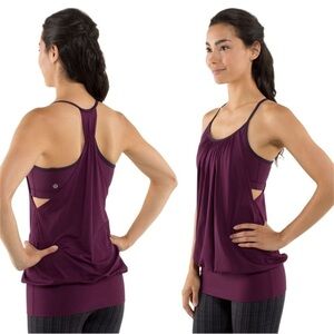 Lululemon No Limits Athletic Workout Tank in Plum / Hyper Stripe Plum Size 4